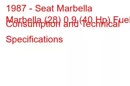 1987 - Seat Marbella
Marbella (28) 0.9 (40 Hp) Fuel Consumption and Technical Specifications