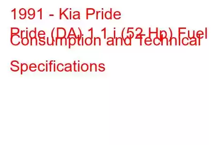 1991 - Kia Pride
Pride (DA) 1.1 i (52 Hp) Fuel Consumption and Technical Specifications