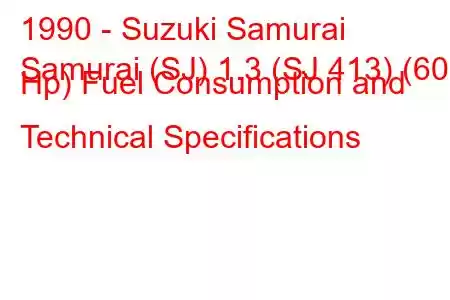 1990 - Suzuki Samurai
Samurai (SJ) 1.3 (SJ 413) (60 Hp) Fuel Consumption and Technical Specifications