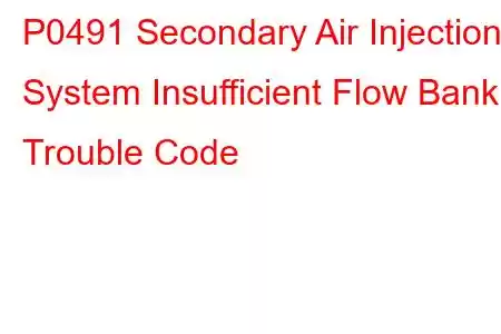 P0491 Secondary Air Injection System Insufficient Flow Bank 1 Trouble Code