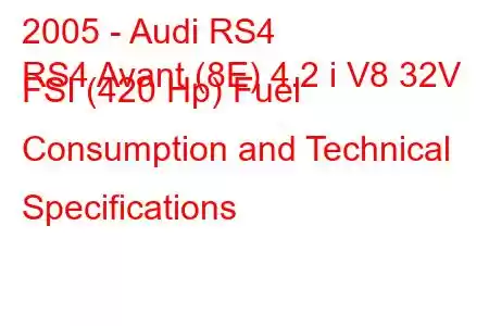 2005 - Audi RS4
RS4 Avant (8E) 4.2 i V8 32V FSI (420 Hp) Fuel Consumption and Technical Specifications