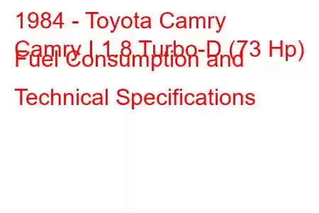 1984 - Toyota Camry
Camry I 1.8 Turbo-D (73 Hp) Fuel Consumption and Technical Specifications