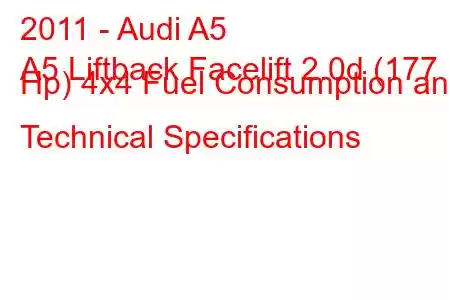 2011 - Audi A5
A5 Liftback Facelift 2.0d (177 Hp) 4x4 Fuel Consumption and Technical Specifications