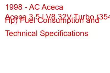 1998 - AC Aceca
Aceca 3.5 i V8 32V Turbo (354 Hp) Fuel Consumption and Technical Specifications