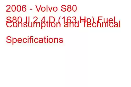 2006 - Volvo S80
S80 II 2.4 D (163 Hp) Fuel Consumption and Technical Specifications