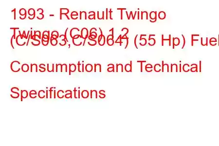 1993 - Renault Twingo
Twingo (C06) 1.2 (C/S063,C/S064) (55 Hp) Fuel Consumption and Technical Specifications