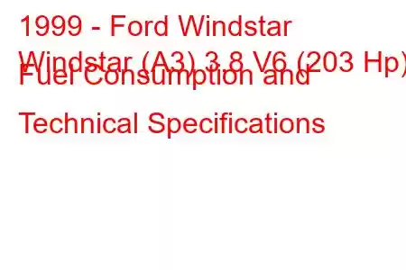 1999 - Ford Windstar
Windstar (A3) 3.8 V6 (203 Hp) Fuel Consumption and Technical Specifications