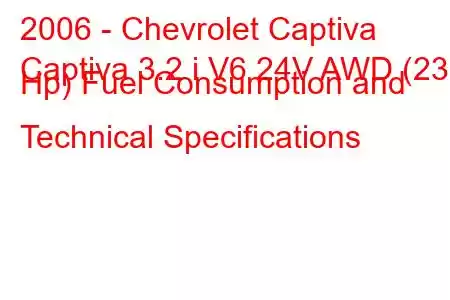 2006 - Chevrolet Captiva
Captiva 3.2 i V6 24V AWD (230 Hp) Fuel Consumption and Technical Specifications