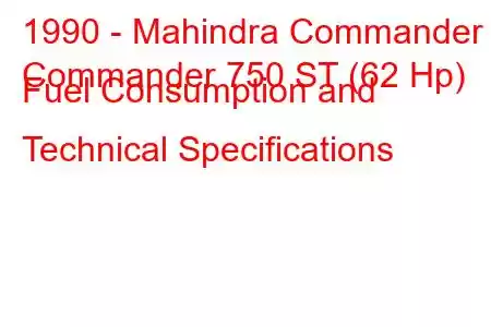 1990 - Mahindra Commander
Commander 750 ST (62 Hp) Fuel Consumption and Technical Specifications