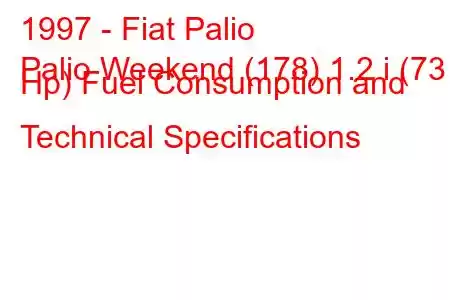 1997 - Fiat Palio
Palio Weekend (178) 1.2 i (73 Hp) Fuel Consumption and Technical Specifications