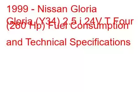 1999 - Nissan Gloria
Gloria (Y34) 2.5 i 24V T Four (260 Hp) Fuel Consumption and Technical Specifications