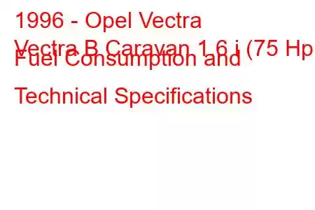 1996 - Opel Vectra
Vectra B Caravan 1.6 i (75 Hp) Fuel Consumption and Technical Specifications