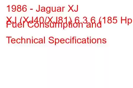 1986 - Jaguar XJ
XJ (XJ40/XJ81) 6 3.6 (185 Hp) Fuel Consumption and Technical Specifications