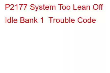 P2177 System Too Lean Off Idle Bank 1 Trouble Code