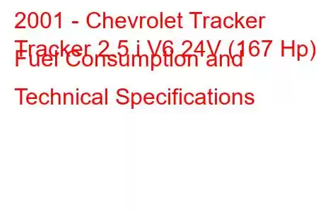 2001 - Chevrolet Tracker
Tracker 2.5 i V6 24V (167 Hp) Fuel Consumption and Technical Specifications