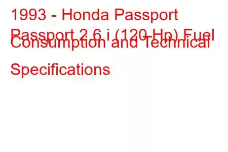 1993 - Honda Passport
Passport 2.6 i (120 Hp) Fuel Consumption and Technical Specifications