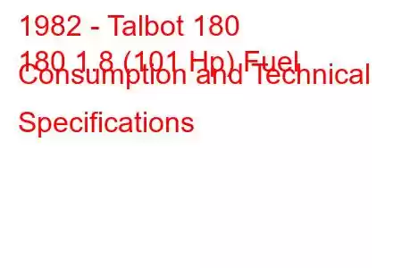 1982 - Talbot 180
180 1.8 (101 Hp) Fuel Consumption and Technical Specifications