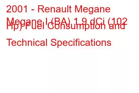 2001 - Renault Megane
Megane I (BA) 1.9 dCi (102 Hp) Fuel Consumption and Technical Specifications