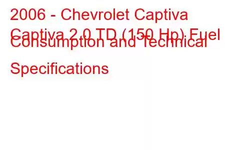 2006 - Chevrolet Captiva
Captiva 2.0 TD (150 Hp) Fuel Consumption and Technical Specifications