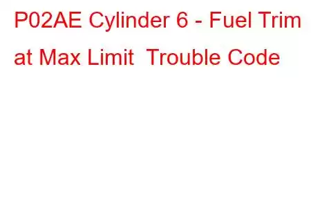 P02AE Cylinder 6 - Fuel Trim at Max Limit Trouble Code