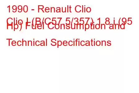 1990 - Renault Clio
Clio I (B/C57,5/357) 1.8 i (95 Hp) Fuel Consumption and Technical Specifications