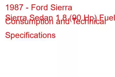 1987 - Ford Sierra
Sierra Sedan 1.8 (90 Hp) Fuel Consumption and Technical Specifications