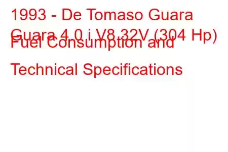 1993 - De Tomaso Guara
Guara 4.0 i V8 32V (304 Hp) Fuel Consumption and Technical Specifications