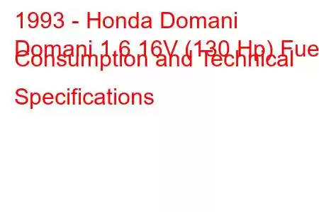 1993 - Honda Domani
Domani 1.6 16V (130 Hp) Fuel Consumption and Technical Specifications