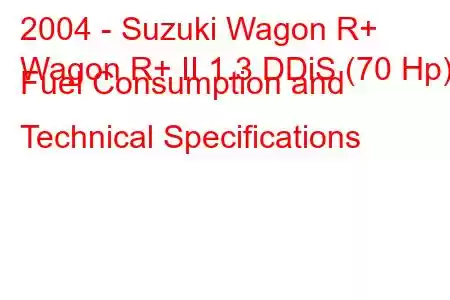 2004 - Suzuki Wagon R+
Wagon R+ II 1.3 DDiS (70 Hp) Fuel Consumption and Technical Specifications