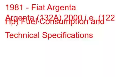 1981 - Fiat Argenta
Argenta (132A) 2000 i.e. (122 Hp) Fuel Consumption and Technical Specifications