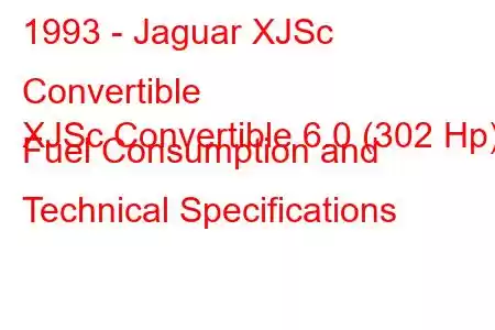 1993 - Jaguar XJSc Convertible
XJSc Convertible 6.0 (302 Hp) Fuel Consumption and Technical Specifications