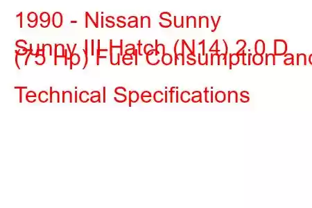 1990 - Nissan Sunny
Sunny III Hatch (N14) 2.0 D (75 Hp) Fuel Consumption and Technical Specifications