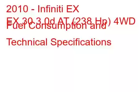 2010 - Infiniti EX
EX 30 3.0d AT (238 Hp) 4WD Fuel Consumption and Technical Specifications