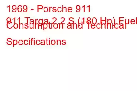 1969 - Porsche 911
911 Targa 2.2 S (180 Hp) Fuel Consumption and Technical Specifications