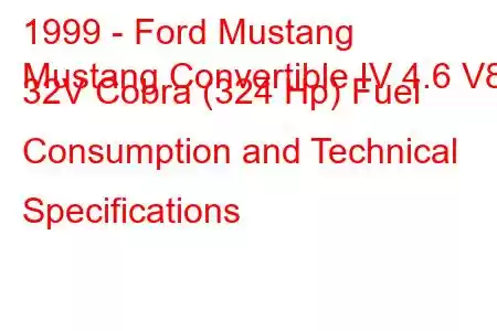 1999 - Ford Mustang
Mustang Convertible IV 4.6 V8 32V Cobra (324 Hp) Fuel Consumption and Technical Specifications