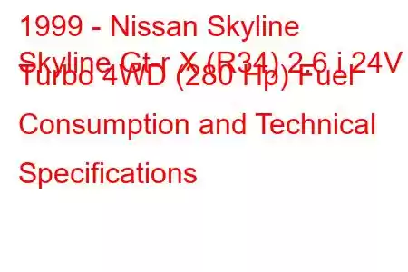 1999 - Nissan Skyline
Skyline Gt-r X (R34) 2.6 i 24V Turbo 4WD (280 Hp) Fuel Consumption and Technical Specifications