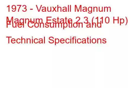 1973 - Vauxhall Magnum
Magnum Estate 2.3 (110 Hp) Fuel Consumption and Technical Specifications