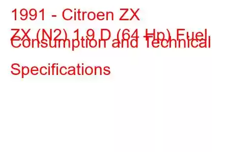 1991 - Citroen ZX
ZX (N2) 1.9 D (64 Hp) Fuel Consumption and Technical Specifications