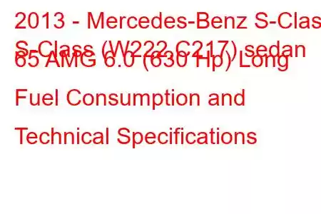 2013 - Mercedes-Benz S-Class
S-Class (W222,C217) sedan 65 AMG 6.0 (630 Hp) Long Fuel Consumption and Technical Specifications