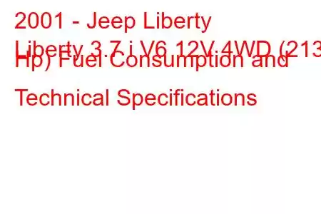 2001 - Jeep Liberty
Liberty 3.7 i V6 12V 4WD (213 Hp) Fuel Consumption and Technical Specifications