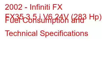 2002 - Infiniti FX
FX35 3.5 i V6 24V (283 Hp) Fuel Consumption and Technical Specifications