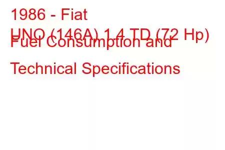 1986 - Fiat
UNO (146A) 1.4 TD (72 Hp) Fuel Consumption and Technical Specifications