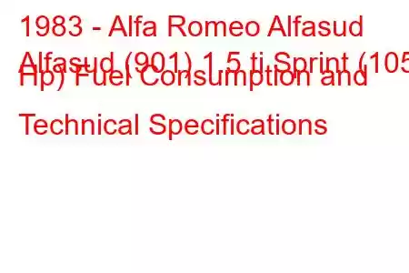 1983 - Alfa Romeo Alfasud
Alfasud (901) 1.5 ti Sprint (105 Hp) Fuel Consumption and Technical Specifications