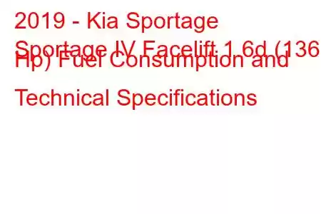 2019 - Kia Sportage
Sportage IV Facelift 1.6d (136 Hp) Fuel Consumption and Technical Specifications