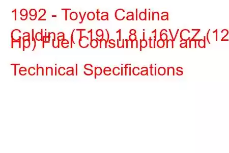 1992 - Toyota Caldina
Caldina (T19) 1.8 i 16VCZ (125 Hp) Fuel Consumption and Technical Specifications