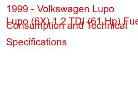 1999 - Volkswagen Lupo
Lupo (6X) 1.2 TDI (61 Hp) Fuel Consumption and Technical Specifications