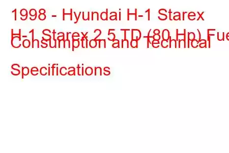 1998 - Hyundai H-1 Starex
H-1 Starex 2.5 TD (80 Hp) Fuel Consumption and Technical Specifications