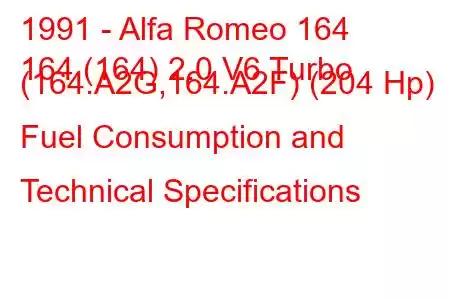 1991 - Alfa Romeo 164
164 (164) 2.0 V6 Turbo (164.A2G,164.A2F) (204 Hp) Fuel Consumption and Technical Specifications