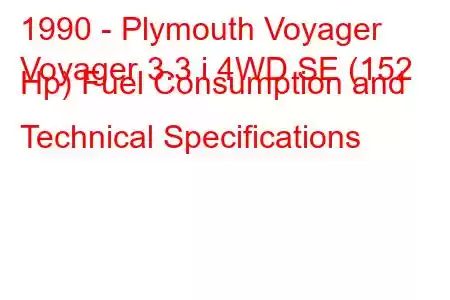 1990 - Plymouth Voyager
Voyager 3.3 i 4WD SE (152 Hp) Fuel Consumption and Technical Specifications