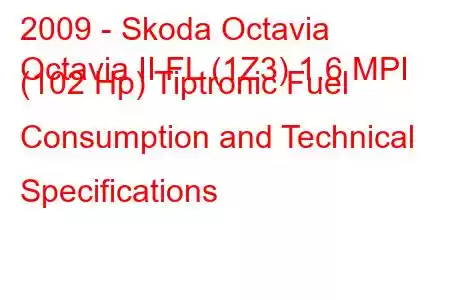 2009 - Skoda Octavia
Octavia II FL (1Z3) 1.6 MPI (102 Hp) Tiptronic Fuel Consumption and Technical Specifications